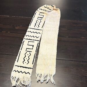 Elegant Cream and Black Patterned Scarf